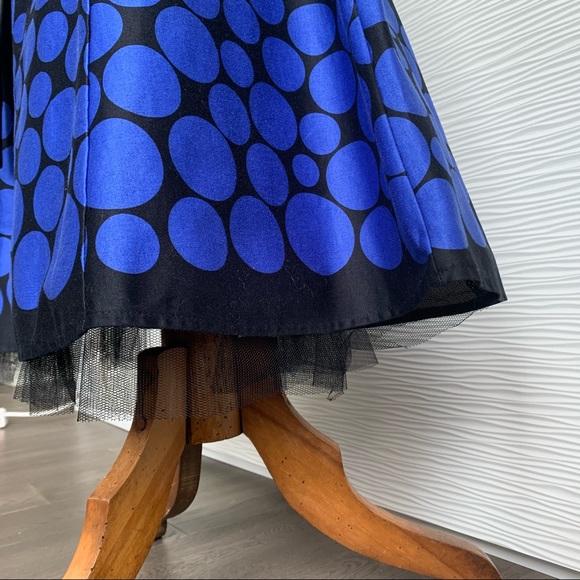 Strapless Dress, Black with blue polka dots. - Picture 5 of 11